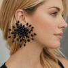 Exaggerated Crystal Beaded Earrings Bridal Jewelry Sparkling Snowflake Earrings Handcrafted Star Shape Ear Accessory