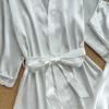 European & American Summer Silk-Feel Sexy Pajamas: Long Sleeve Nightgown Robe Two-Piece Set – Comfortable Tie-Up Women's Homewear.