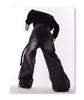Men's American Retro Double Waist Ripped Patch Straight Jeans