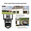 Three Lens Security Camera Outdoor, Outside Cameras for Home Security with Cord, IP66 Waterproof, AI Tracking, Light Alarm, Color Night, 2-Way Talk