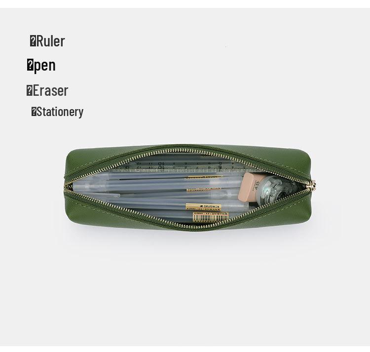 Korean Style Retro Unisex PU Leather Pencil Case for Students