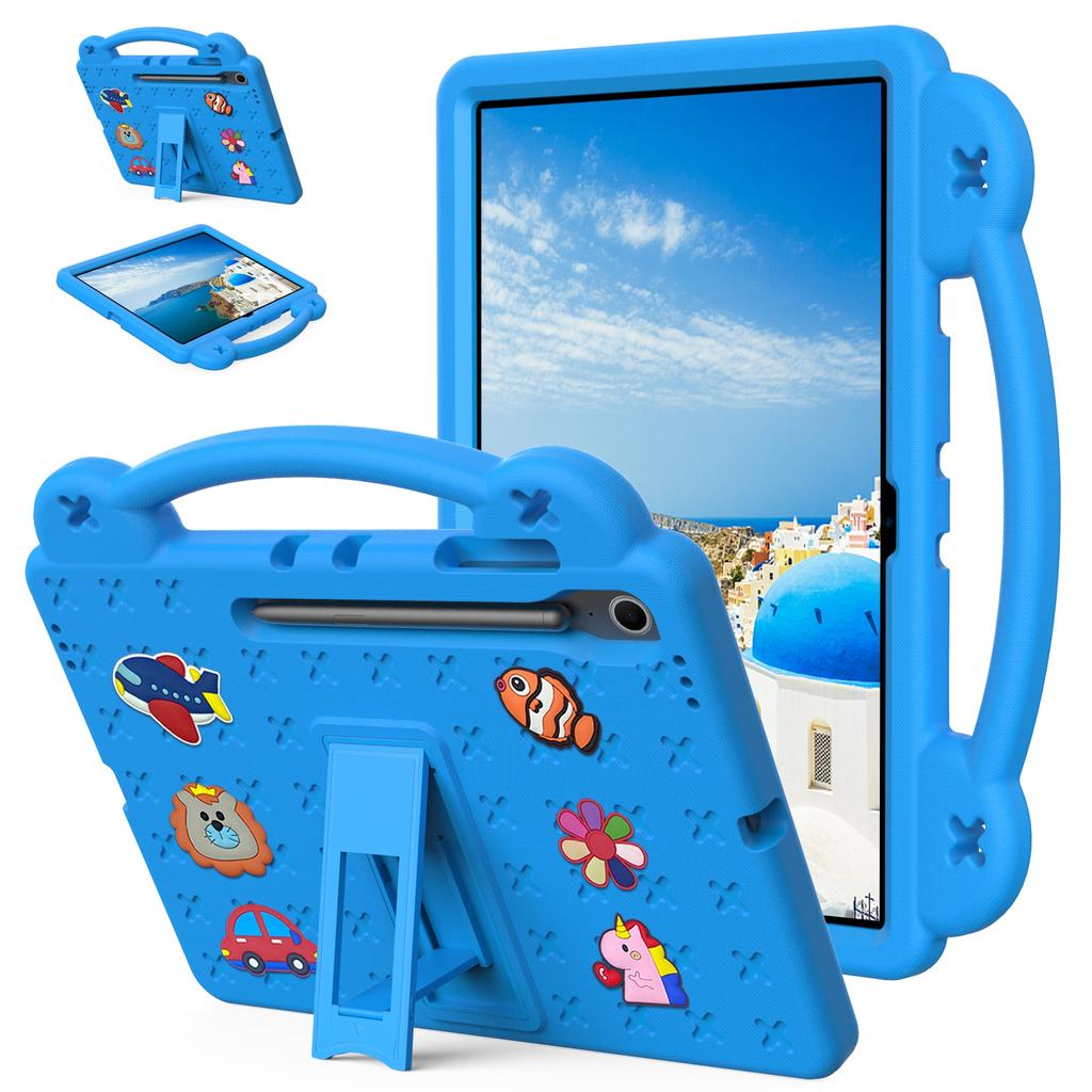 For Samsung Galaxy Tab S10 FE+ Case Kids Cartoon Patterns Hand Grip Kickstand Tablet EVA Cover