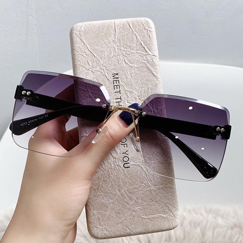 Small Red Book Fashion Sunglasses Women Uv385 No Frame Edge Sun Shades For Travel And Parties