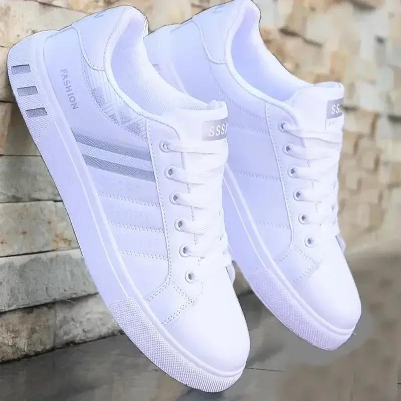 Fashion Luxury Men's Sneakers Autumn New Leather Casual Shoes Lace Up Walking Flats Original Designer Vulcanized Shoes for Men Tenis2024