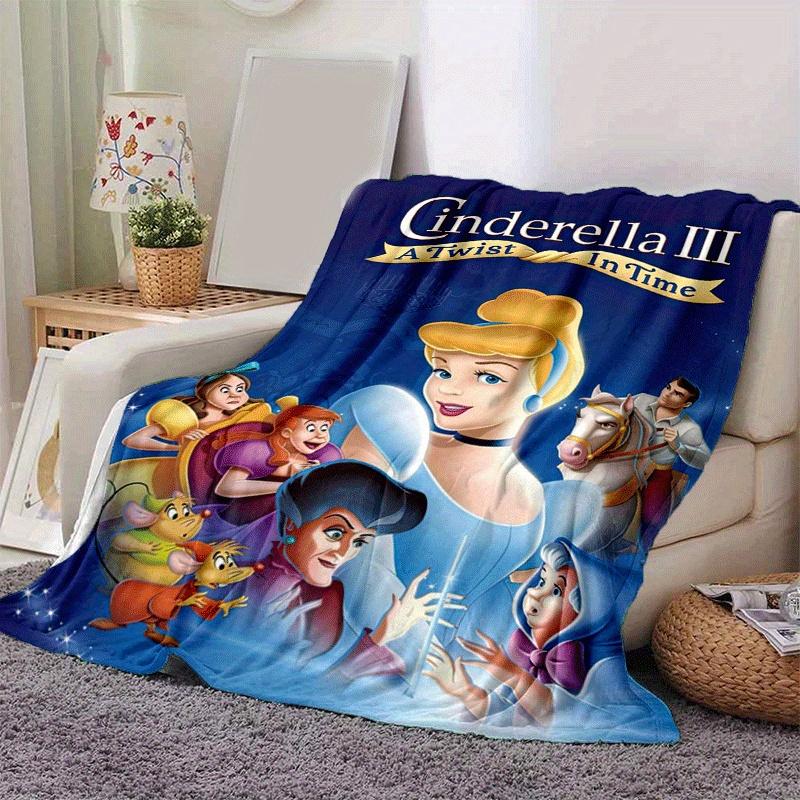 1pc Cinderella Printing Blanket - Soft, All-Season Throw for Living Room, Gift with Adorable Cartoon Design