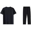 Li Ning Plain Logo Round Neck Pullover Short Sleeve T-Shirt And Mid Waist Straight Leg Pants Casual Sports Suit Men Sets ATST641-1+AYKT413-1
