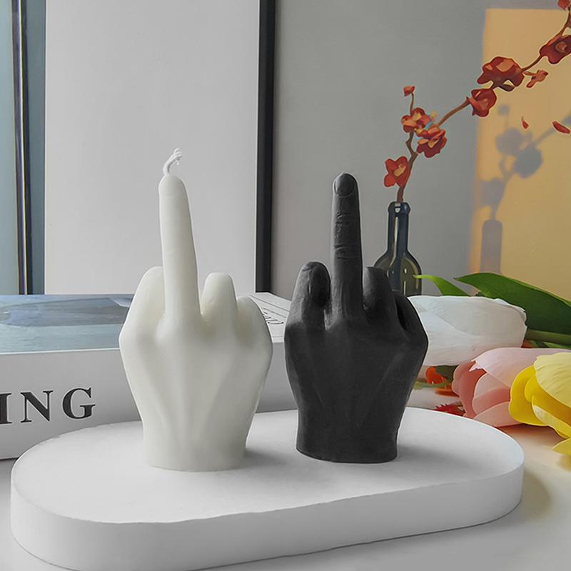 Middle Finger Candle Smokeless Non-toxic Scented Candle Gesture Birthday Wax Light Hand Figurines Home Ornament Desktop Decor