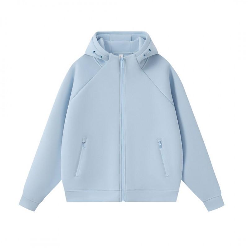 Mens Heavyweight 400G Fleece Hoodie Zip Up Solid Color Casual Sweatshirt Couples Winter