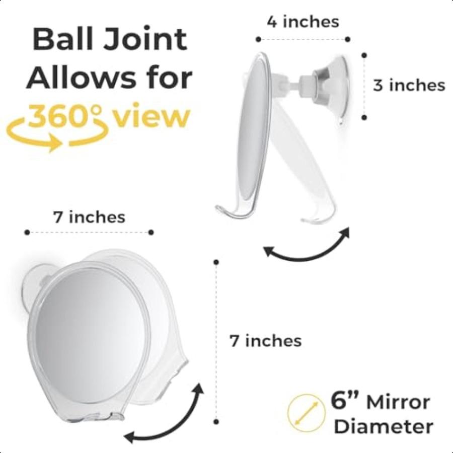 

Зеркало для душа Fogl для бритья с присоской, держатель для бритвы для душа, поворотное маленькое зеркало, аксессуары для душа, зеркало для ванной комнаты, ванная комната United States
