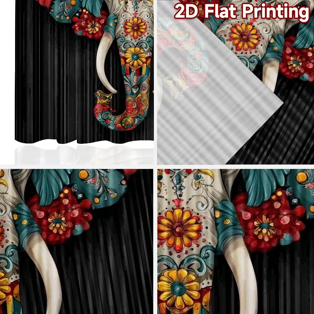 2D flat printing 2pcs Curtain Party Curtain Day of the Dead Elephant Digital Printed Polyester Drapes Festive Holiday for