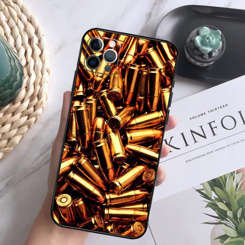Coque de téléphone Collage de Balles d'Armes Militaires Pour iPhone 16 15 14 13 12 11 Pro Max 12 13 Mini 7 8 16 Plus X XR XS Max Housse