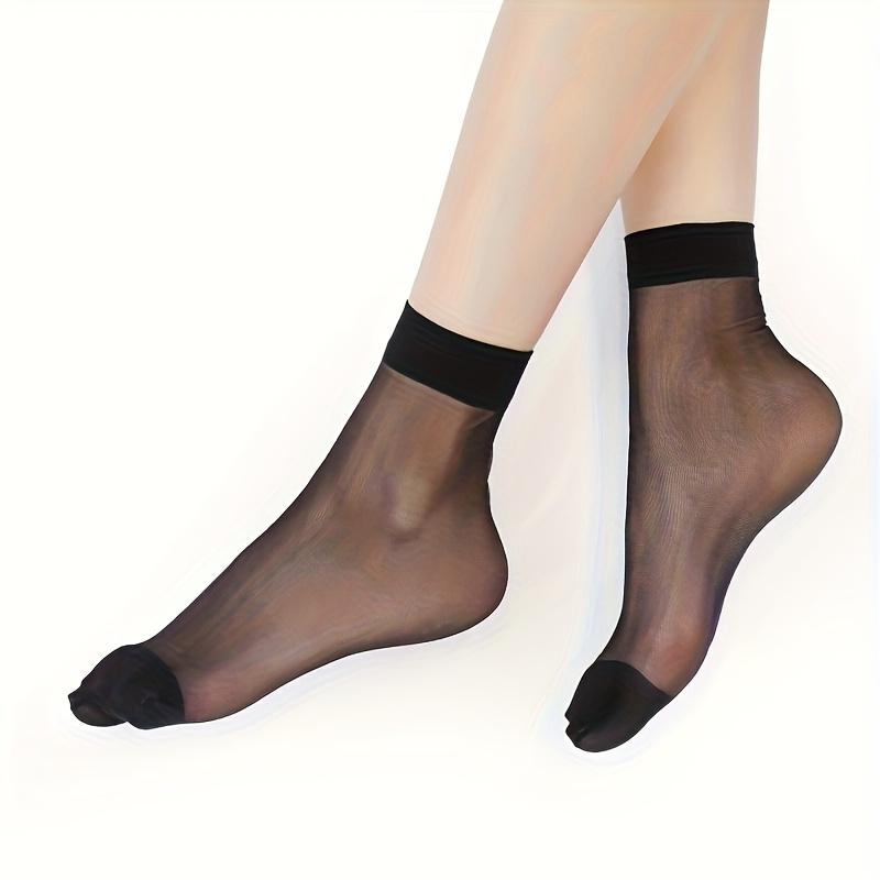 10 Pairs Women's Ultra-Thin Sheer Stockings - Lightweight Durable Summer Socks, Multi-Color Short Tube Crystal Clear Tights, for Casual & Formal Wear