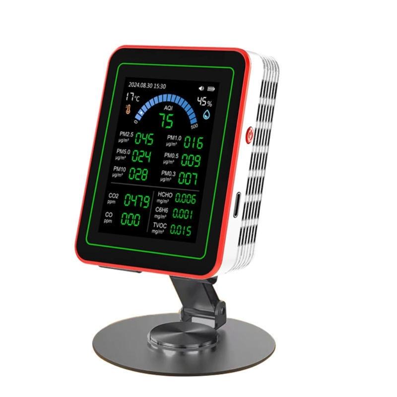 

18 In 1 Air Quality Monitor With High Precisions Sensors For Formaldehyde CO2 TVOC PM2.5 Temperature Humidity and More белый