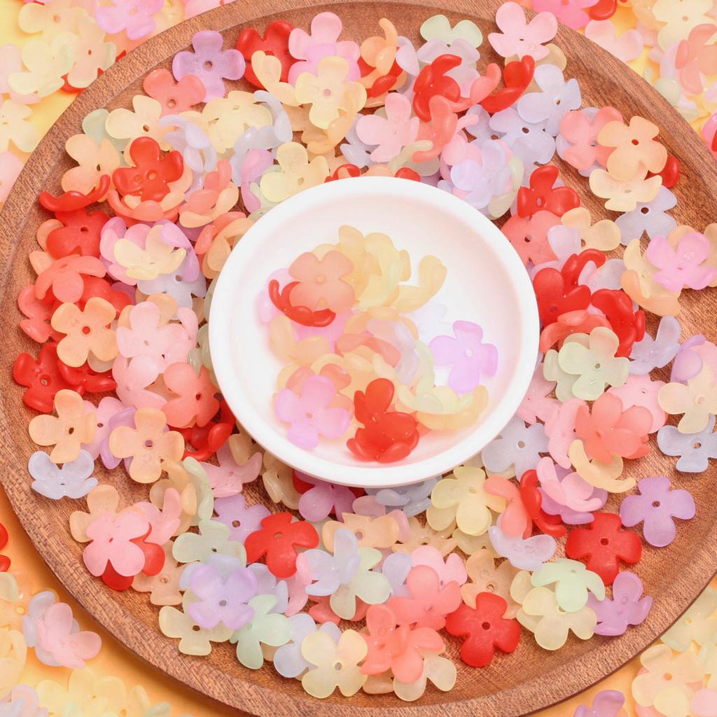 500g cca 1500ks květinové DIY šperky doplňky teplé barvy 15mm korálky květinka nádoba matné módní ručně vyráběné materiály