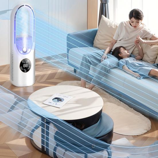 Cooling Fan Personal Mini Air Conditioner Digital Display 6 Wind Speeds Energy-Saving Blade-Free Silent Portable Air Conditioner