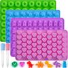 6Pcs Candy Silicone Moulds with 2 Dropper Set Candy Gummy Molds Jelly Trays Mold Set Reusable Candy Baking Mold Kitchen Tools