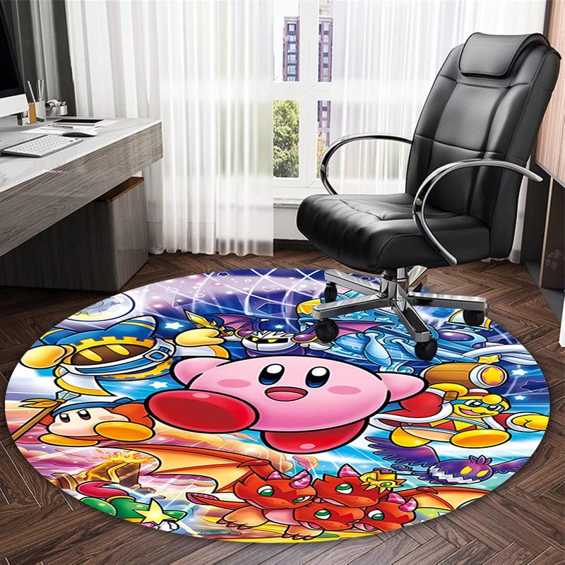 1pc Kirby2 Print Round Carpet Chair Round Carpet Suitable for Bedroom Living Room Home Decorative Carpet