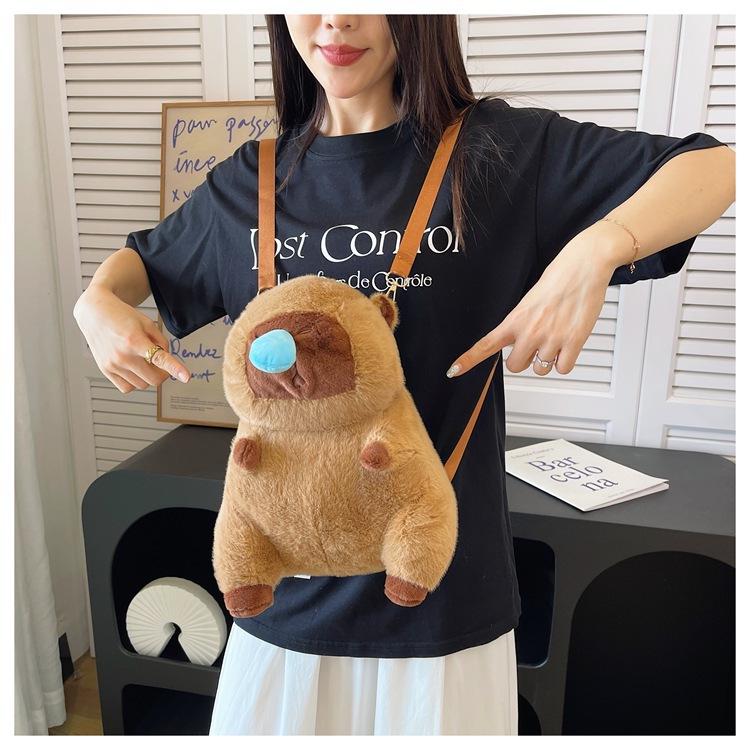 Capybara Plush Cartoon Double Shoulder Backpack - Cute Children's Bag