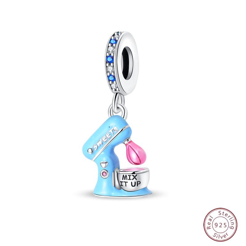 Copper Beaded Pendant Blue Shiny Zircon Suitable Original 3Mm Bracelet Women Fine Jewelry