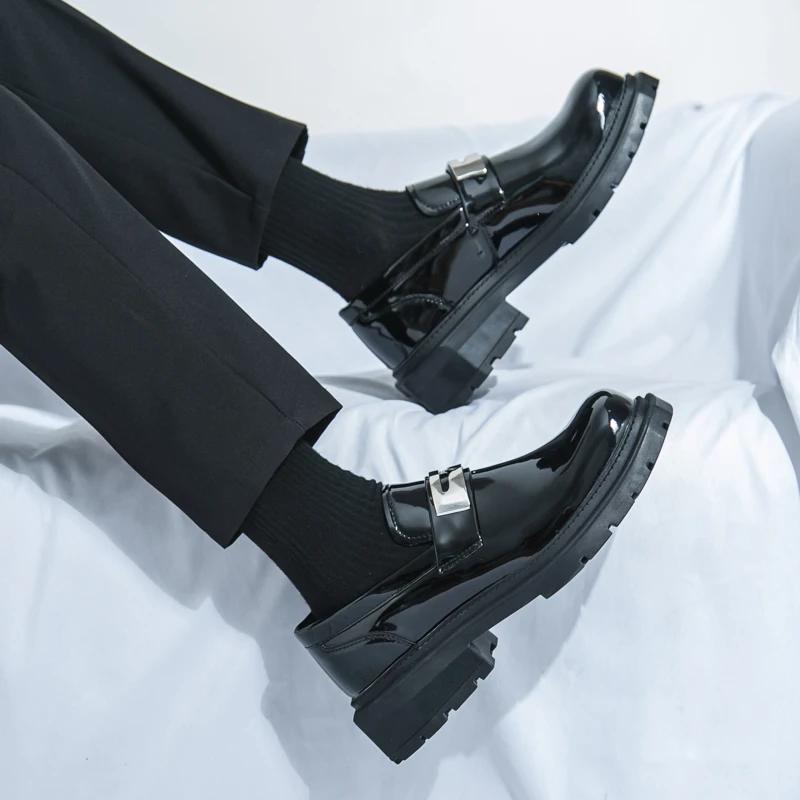 Fashion Platform Men Luxury Brand Mens Loafers Leather Fashion Dress Shoes Handmade Men's Walking Shoes All-match Slip on Casual Shoes