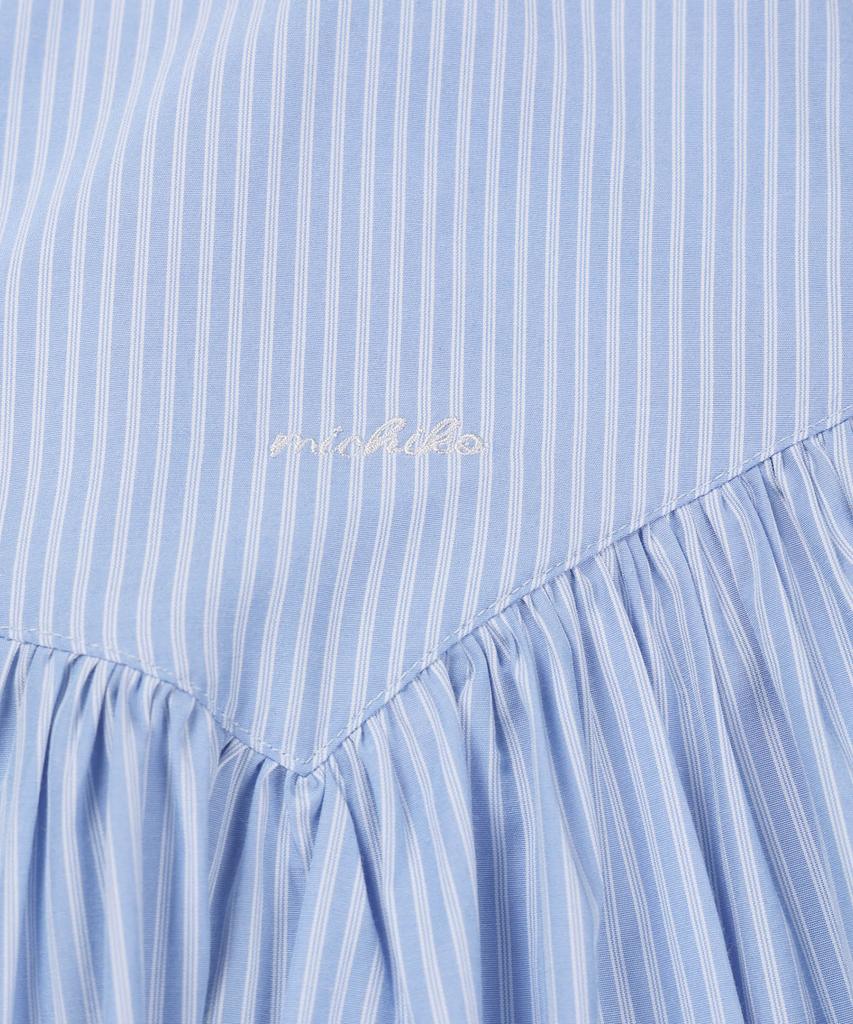 Michikoleondeonkosino Flare Shirred Maxi Skirt Blue Stripe