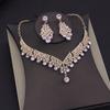 Luxury Pink Crystal Bridal Jewelry Sets for Women Tiaras Necklace Sets Girls Wedding Crown Combs Bride Jewelry