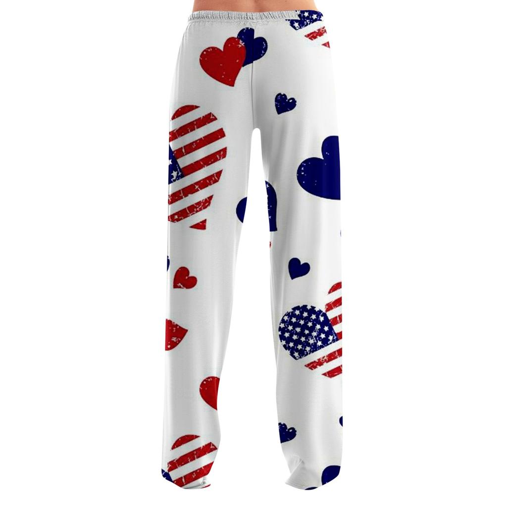 Damenmode Lockerer Unabhängigkeitstag Casual Stitching Bedruckte Freizeithose