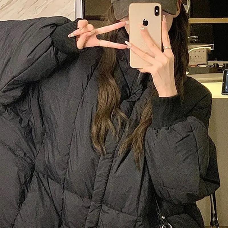 Новый пуховик большого размера женский зимний утолщенный длинный пуховик свободный пуховик до колена S