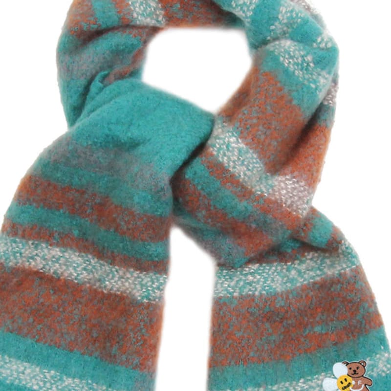 GRAVER [BAG&ACC] Flower Bear Embroidered Bold Check Muffler_Emerald