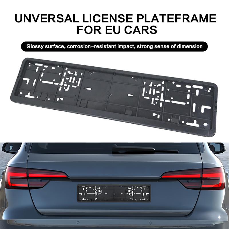 1 Pcs Open Size Black European License Plate Frame Auto Accessory Waterproof Holder with Mounting License Plate