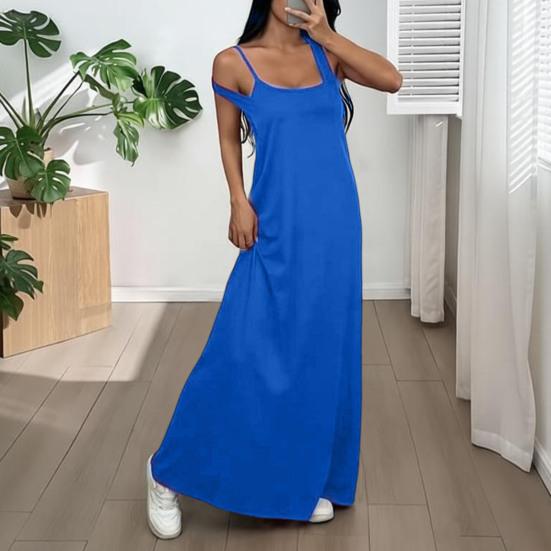 Women Cami Top Dress Two Piece Set Summer Solid Color Wide Strap Long Dress Camisole Casual Ankle Length Sleeveless Midi Dress