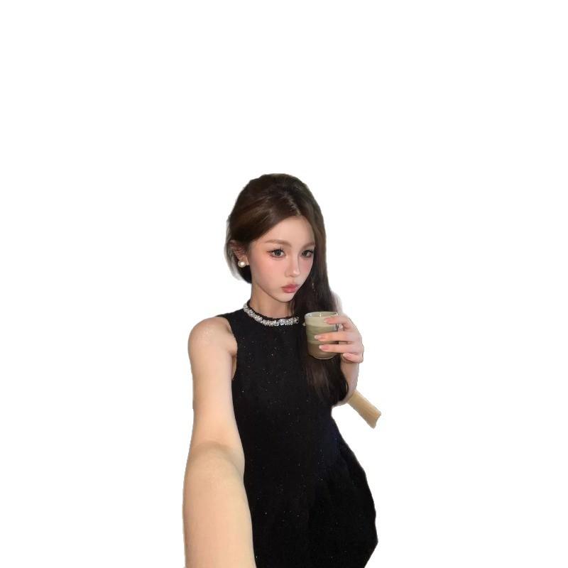 Beautiful Spice Girl Waist Dress Women's French Temperament Thousand Gold High Sense Small Black Dress Birthday Dress Short Skirt