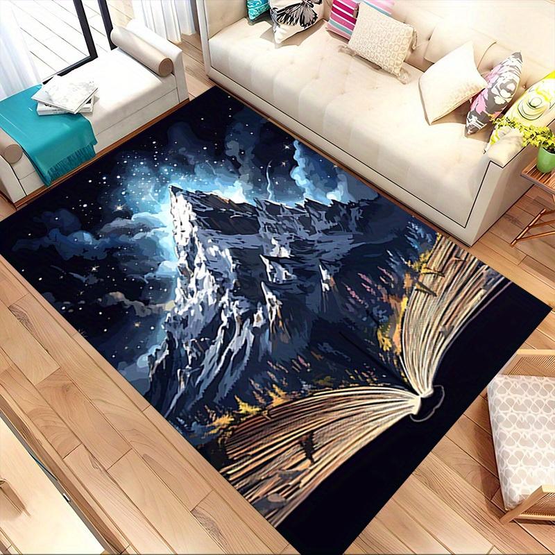 1pc Mountain Open Book Themed Rug for Home Decor, Non-slip Office Carpet, Chair mat, Outdoor Mat, Christmas and Halloween gifts-0731123