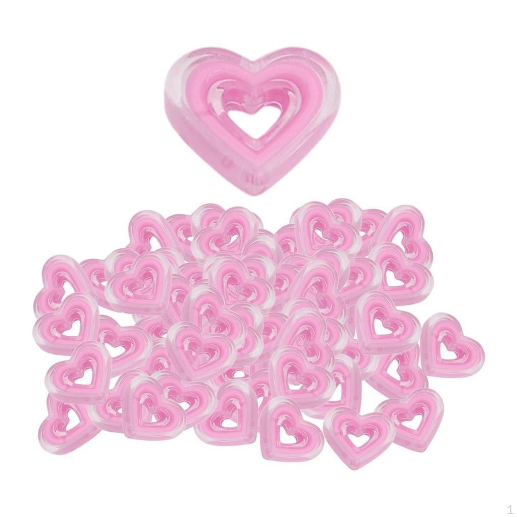 80 Acrylic Heart Beads for Craft Projects, Loose Spacer Jewelry