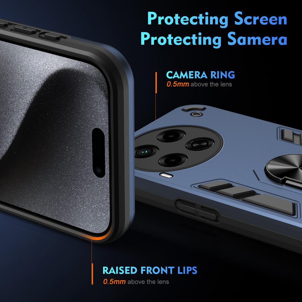 KEYSION Stoßfeste Armor-Hülle für TECNO Camon 30 4G 5G Silikon+PC Kameraschutz Ringständer Handyhülle für Camon 30 Pro 5G