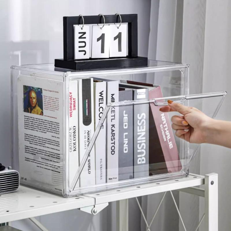 Book Storage Box Magazine Transparent Bookshelf Album CD Desktop Dustproof Large Capacity Acrylic Display Cabinet Storage Boxes