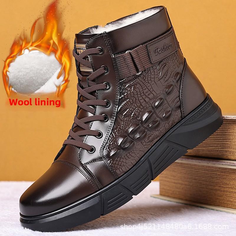 Winter Men's Boots Outdoor  Leather Footwear Casual Anti-skid Snow Boot Fashion Comfortable Men's Shoes