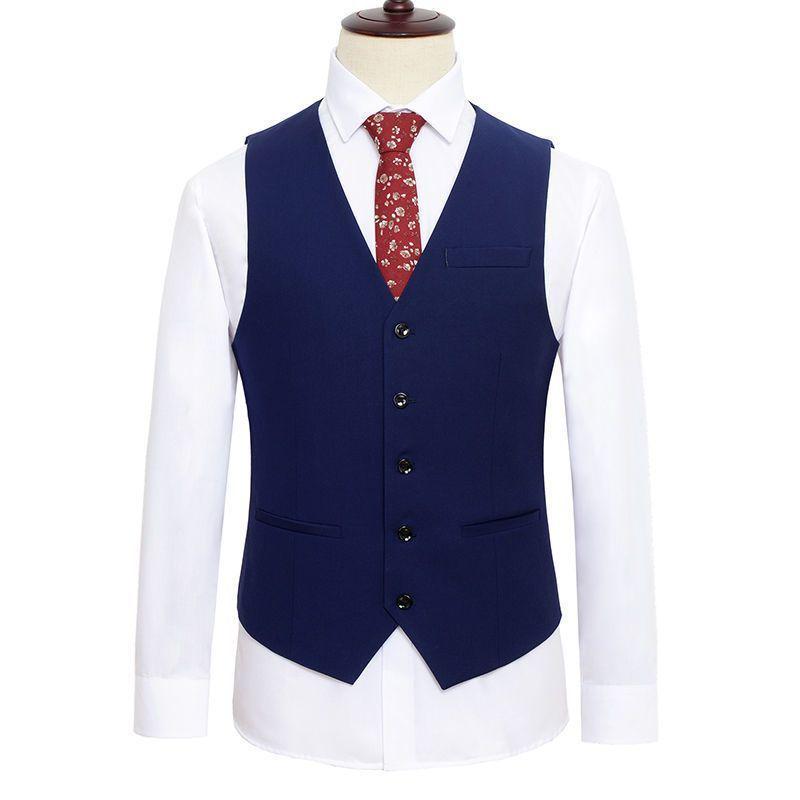 Vest Waistcoat Men's Brand Slim-Fit V Neck Dress Vests Mens Formal Business
