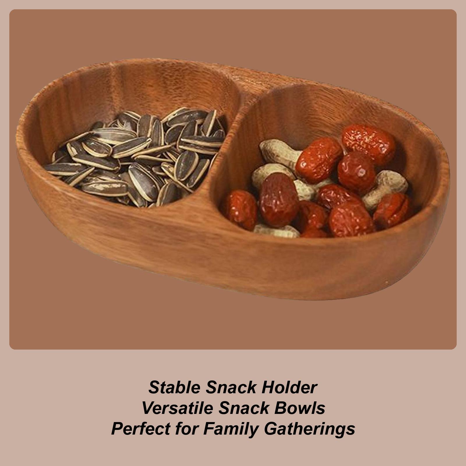 

Миски для закусок для взрослых Миски для закусок с орехами для вечеринок Двухсекционные Деревянный контейнер для еды для детей взрослых Кухня Хлопья Орехи CHINA