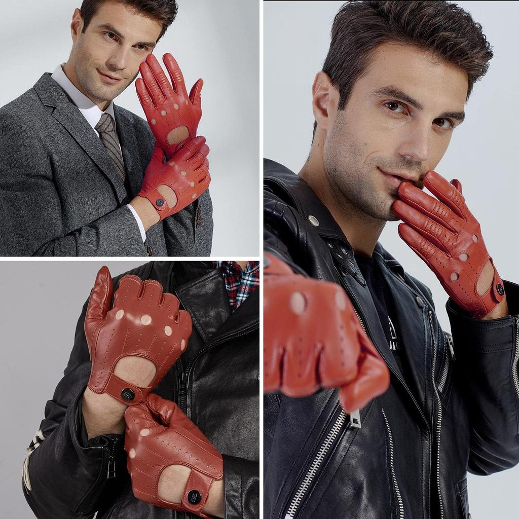 GSG Leather Driving Smartphone Thin Leather Gloves for Perfect for Driving and Product 210611 Men's Gloves, Compatible, Summer, Unlined, Perforated,