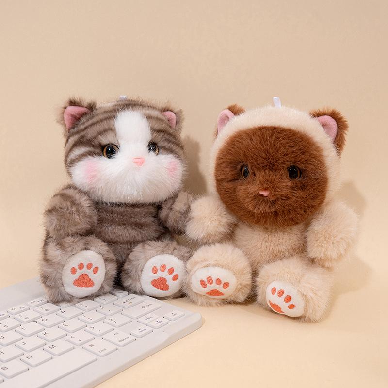 13cm Mini Cute Pet Cat Plush Toy Ragdoll Cat Striped Cat Siamese Kitten Doll Accompanying Animal Doll Kid Birthday Gift