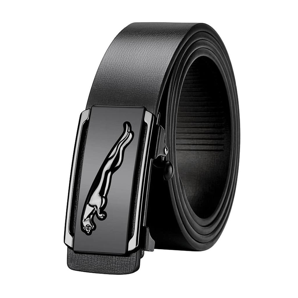 Waist Belts for Men Fashion Black Mens Belt Slide Lock Leather Belt for Men, with Click Buckle - 130cm Length, Free Adjustable, No Belt Hole