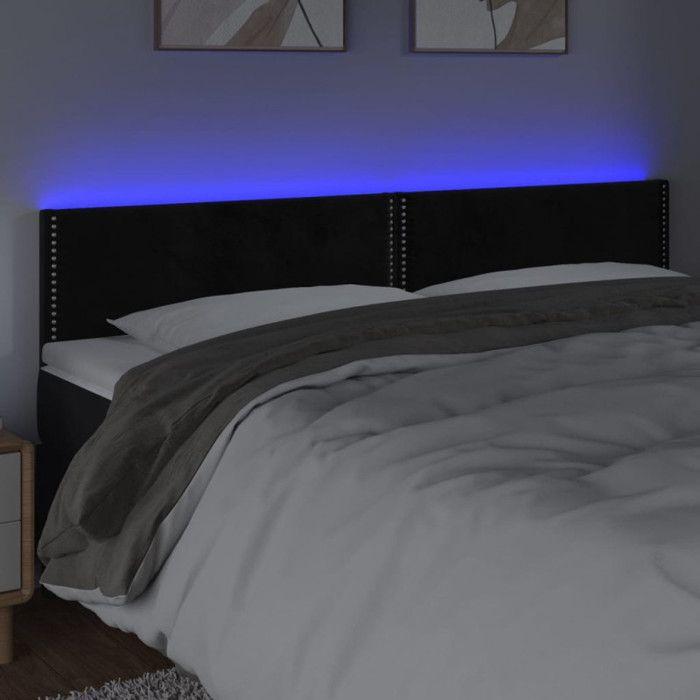 VidaXL Tête de Lit à LED Meuble de Chambre à Coucher Accessoire de Lit Double Tête de Cadre de Lit Intérieur Noir 3121528