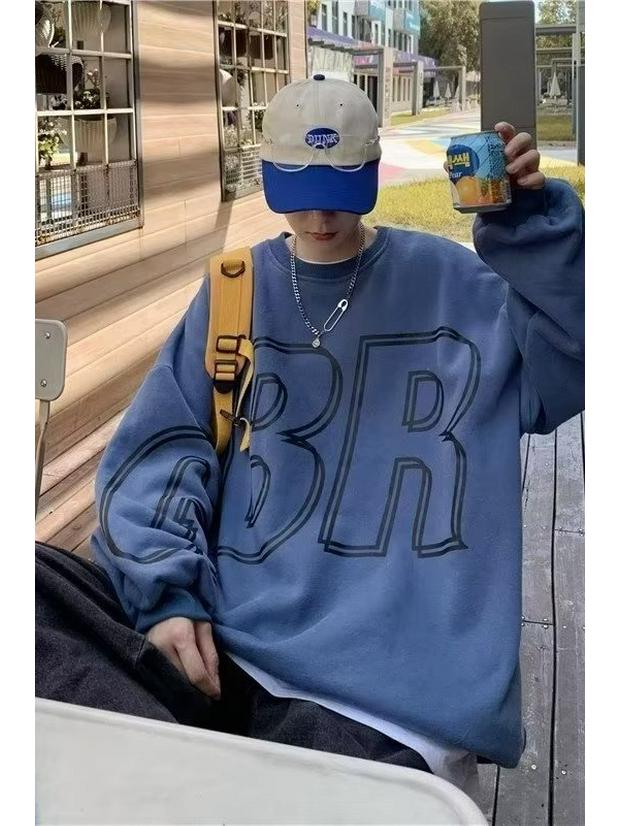 

Мужская модная уличная толстовка с надписью в стиле хип-хоп - модная куртка весна/осень M синий