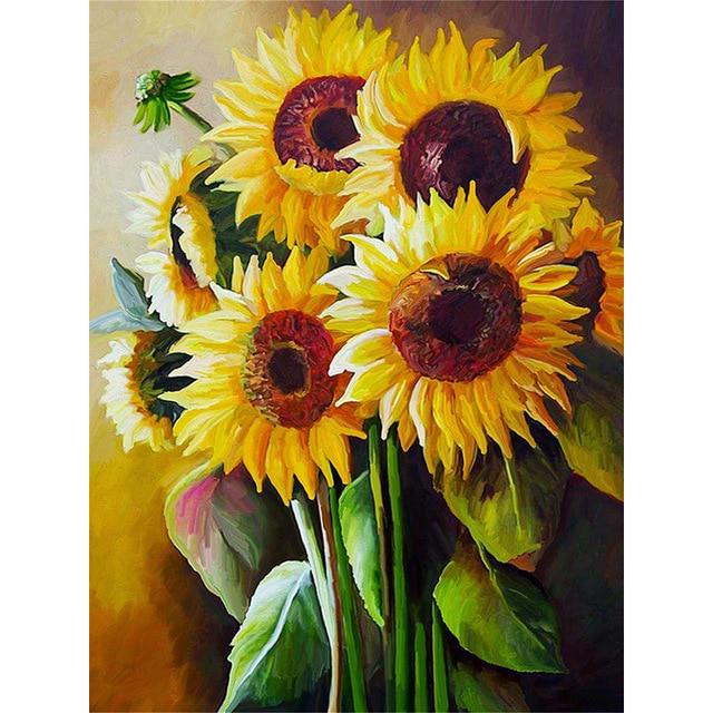 5D DIY Daimond Painting Full Round Drill Sunflower Aimond Embroidery Cross Stitch Kit Paintings