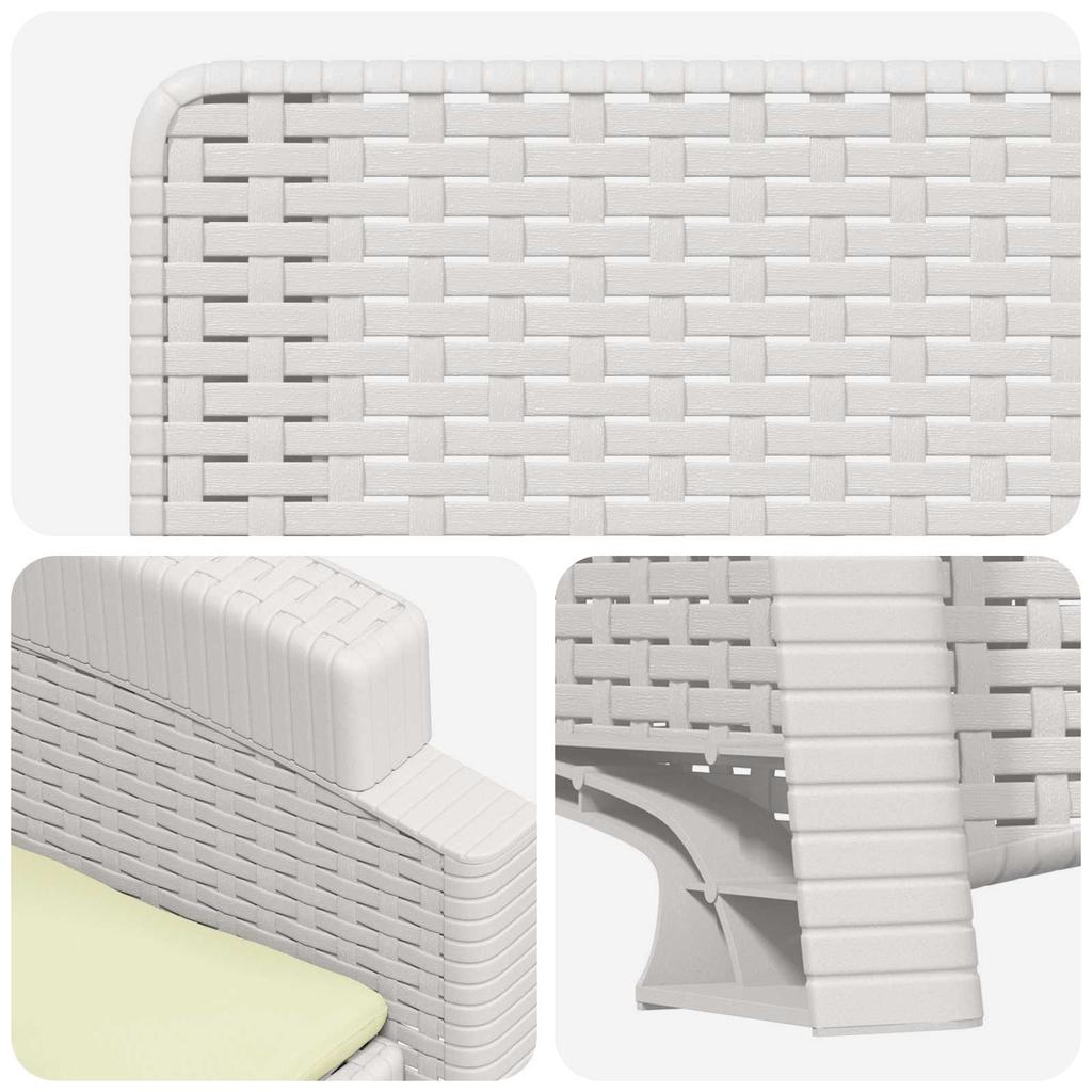 Garden Lounge Chair Rattan Look 2 Pcs White and Cream PP