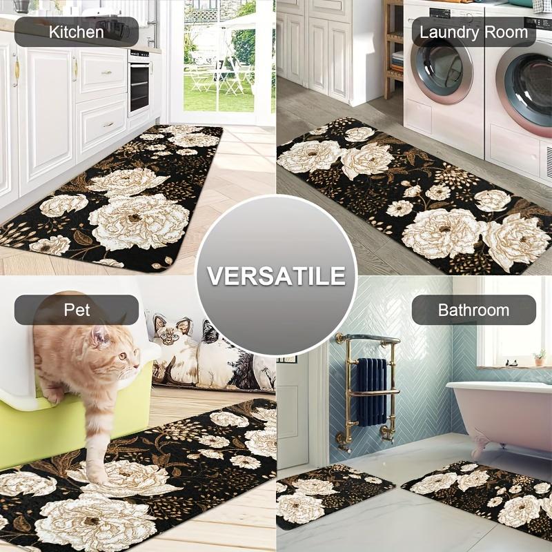 1Pcs Anti Fatigue Kitchen Rugs, Bohemian Floral  Print Waterproof Non-Slip Thick Cushioned Kitchen Mat Heavy Duty Comfort Standing Mat for Kitchen