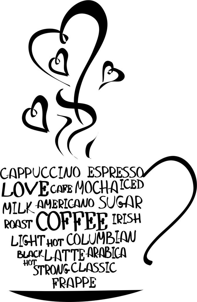 Naklejki do kuchni naklejka filiżanki kawa coffee serca 100 x 50 cm g264