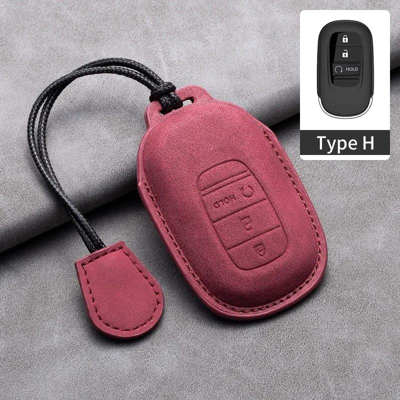4 Buttons Car Remote Key Case Cover for Honda HR-V CR-V CRV Civic Accord 2021 2022 2023 Leather Car Key Shell Fob Keychain