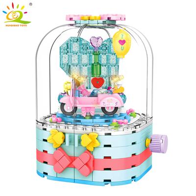 286Pcs Couple Heart Decorations Jewelry Box with 2 Figures Building Blocks Creative City Bricks Toys for Children Girl
